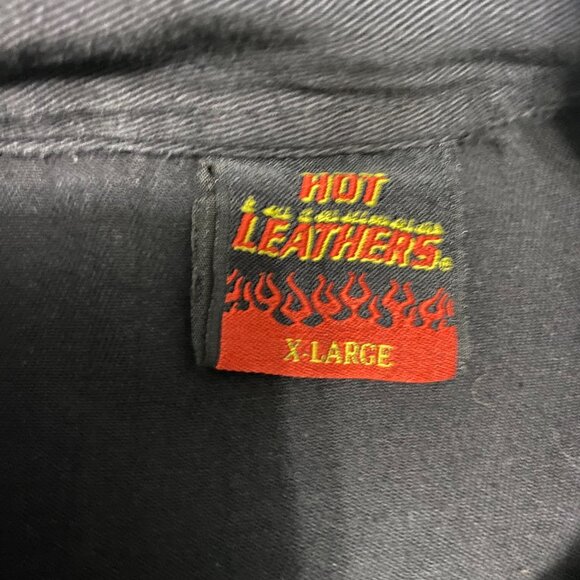 Hot Leathers Men's 'Shredder Skull' Black Sleeveless Denim Button Down Vest - Picture 4 of 8